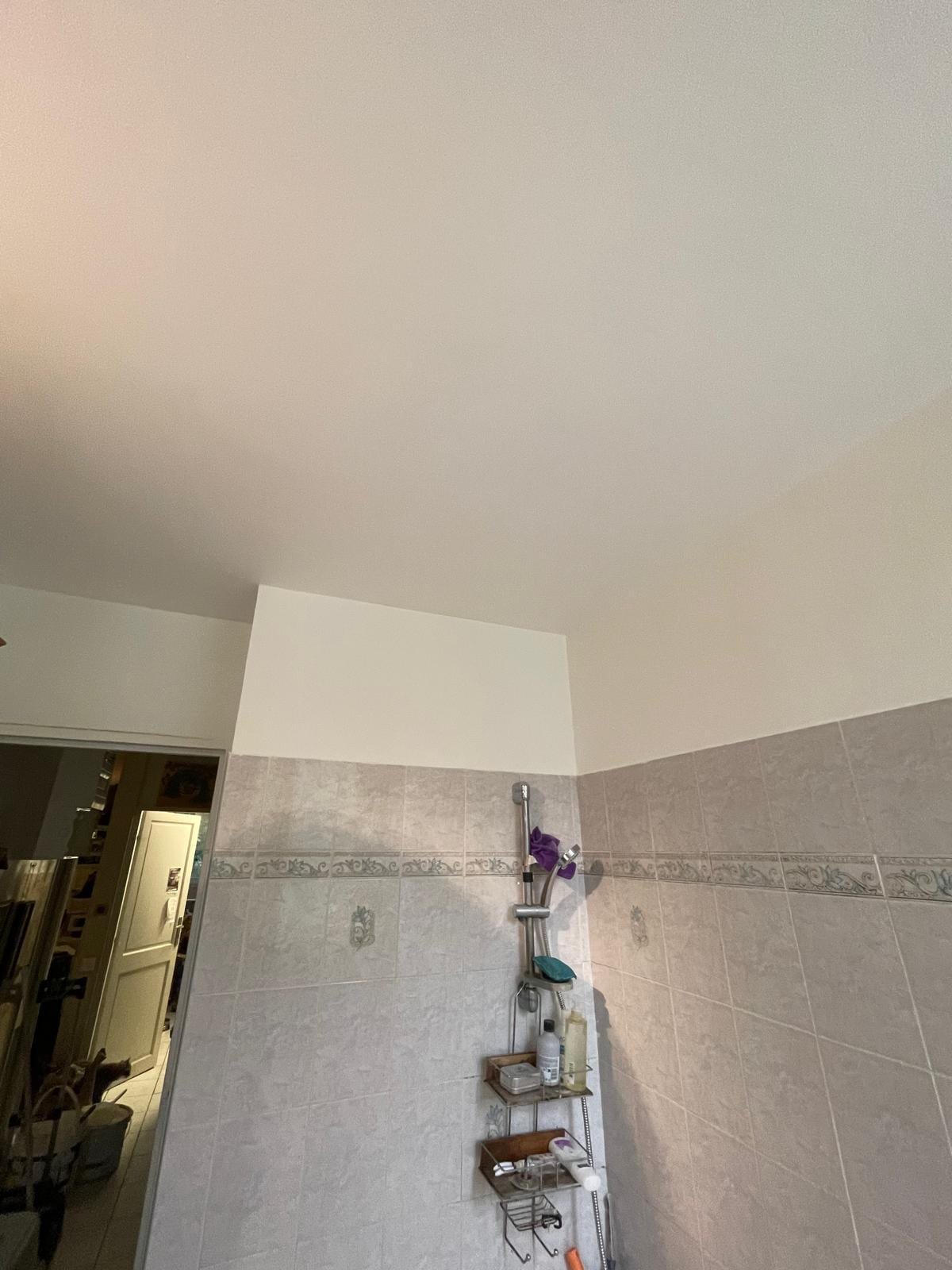 Photo d'un plafond de salle de bain réparé